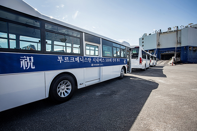 현대차, 투르크메니스탄에 시내버스 선적 개시