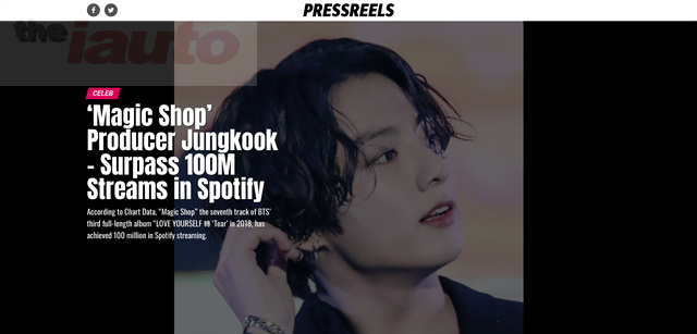 방탄소년단 정국, 매직샵 프로듀싱 참여로 스포티파이 1억 스트리밍 달성
